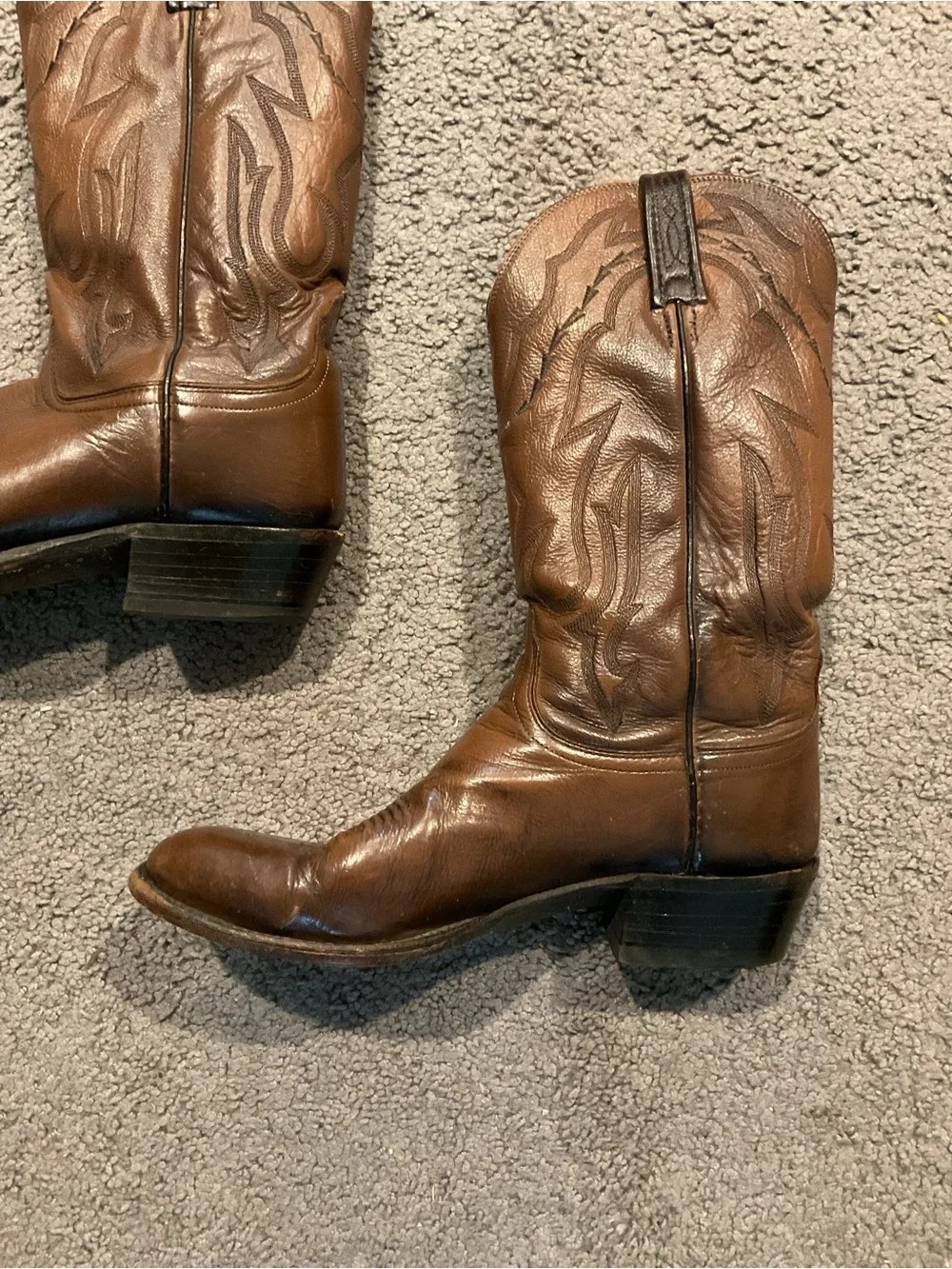 Vintage Lucchese 2000 Men’s Exotic Brown Leather Cowboy Western Moto Tall Boots